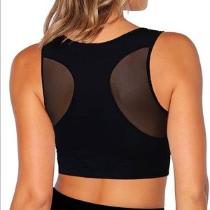 Small Cropped Black Workout Tank with Mesh Back